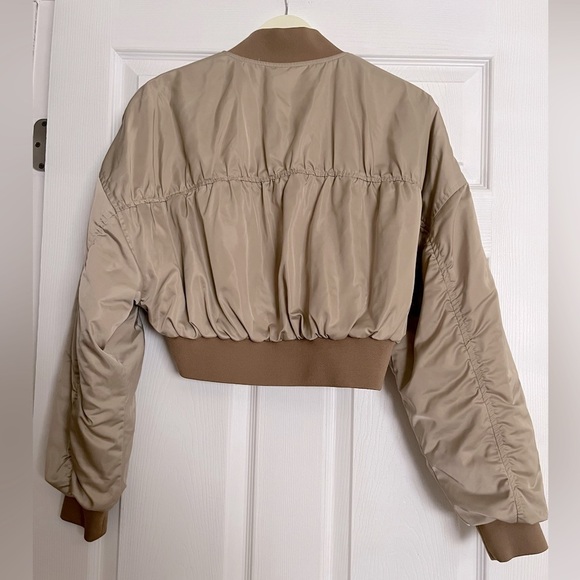 Zara Women's satin Champagne Bomber Jacket - Picture 7 of 11